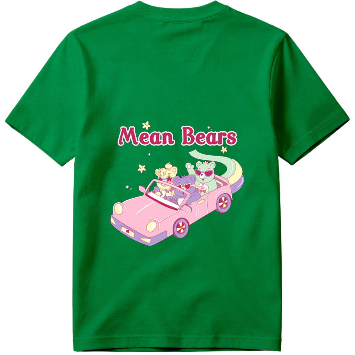 Mean Bears in a Pink Car with Three Cute Characters - Tee
