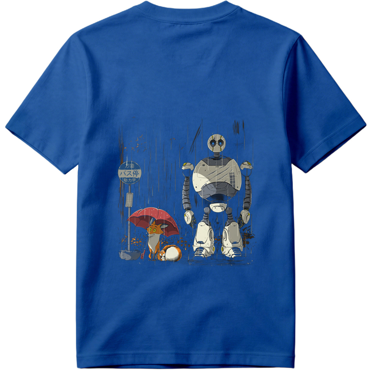 Fox and Robot Wait in the Rain - Tee