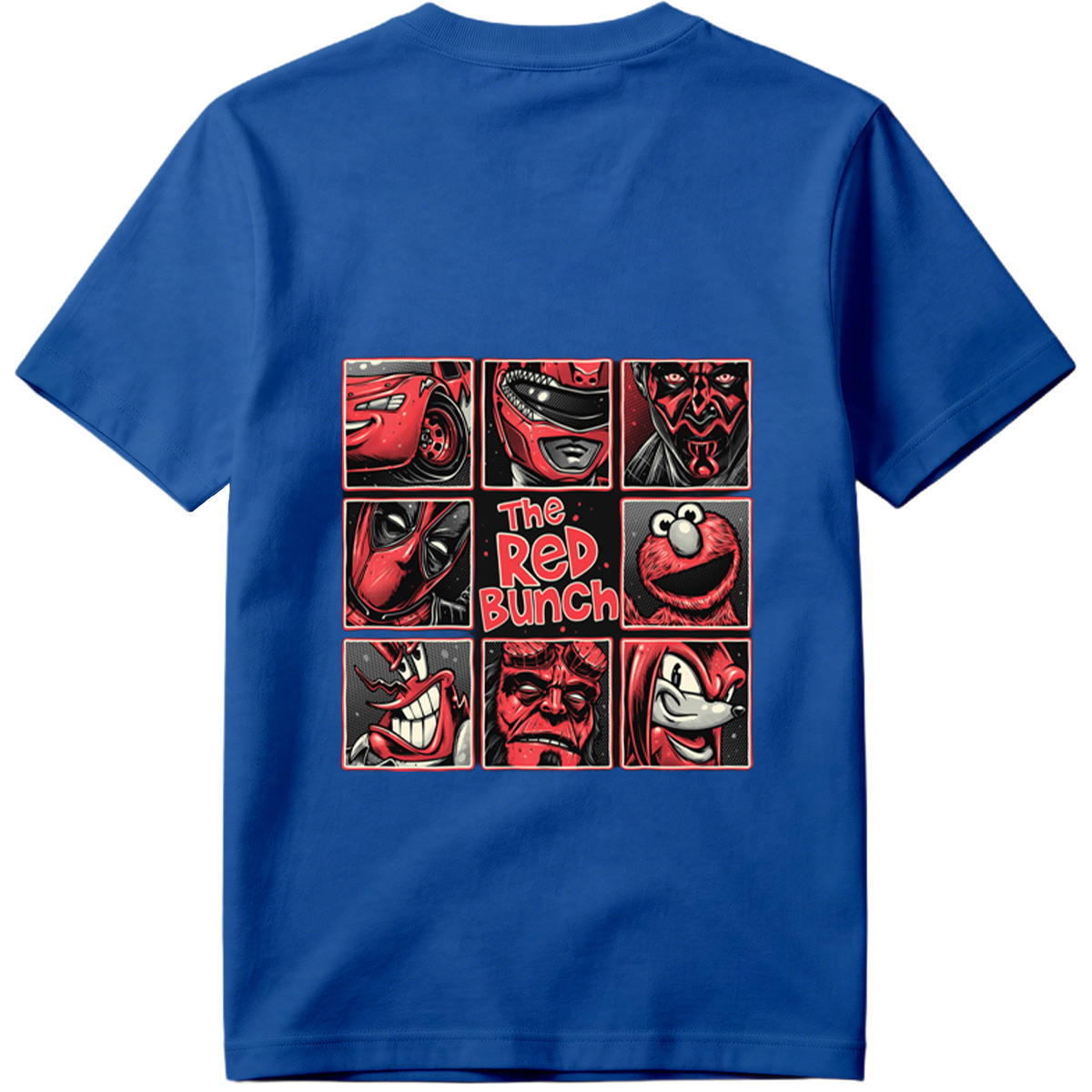 The Red Bunch: Lightning McQueen, Darth Maul, Deadpool, Elmo, Dr. Seuss's The Grinch, Hellboy, and Knuckles - Tee