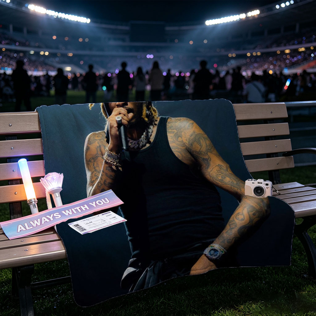 Lil Wayne Performing on Stage with Microphone in Hand - Blankets