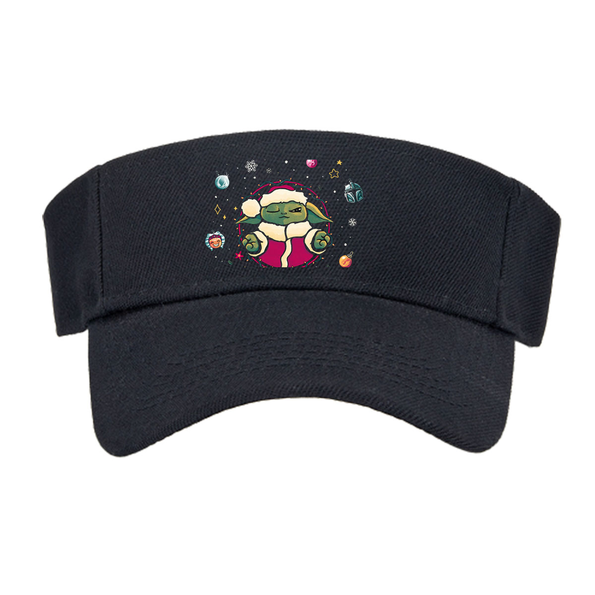 Baby Yoda in Santa Outfit with Star Wars Christmas Ornaments -  Visor cap
