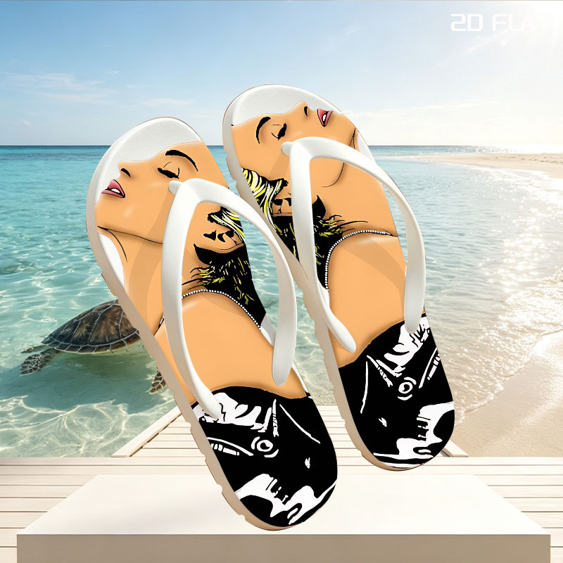 Miley Cyrus in a stylized portrait with bold yellow hair and a black top, artwork by Nerd Jersey Arts. -  flip-flops