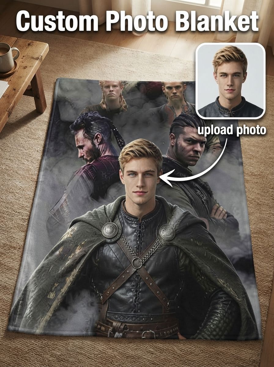 Custom Face Photo Flannel Blanket Personalized Epic Warrior Portrait Soft Anti Pilling Throw for Sofa Bed Cozy Keepsake