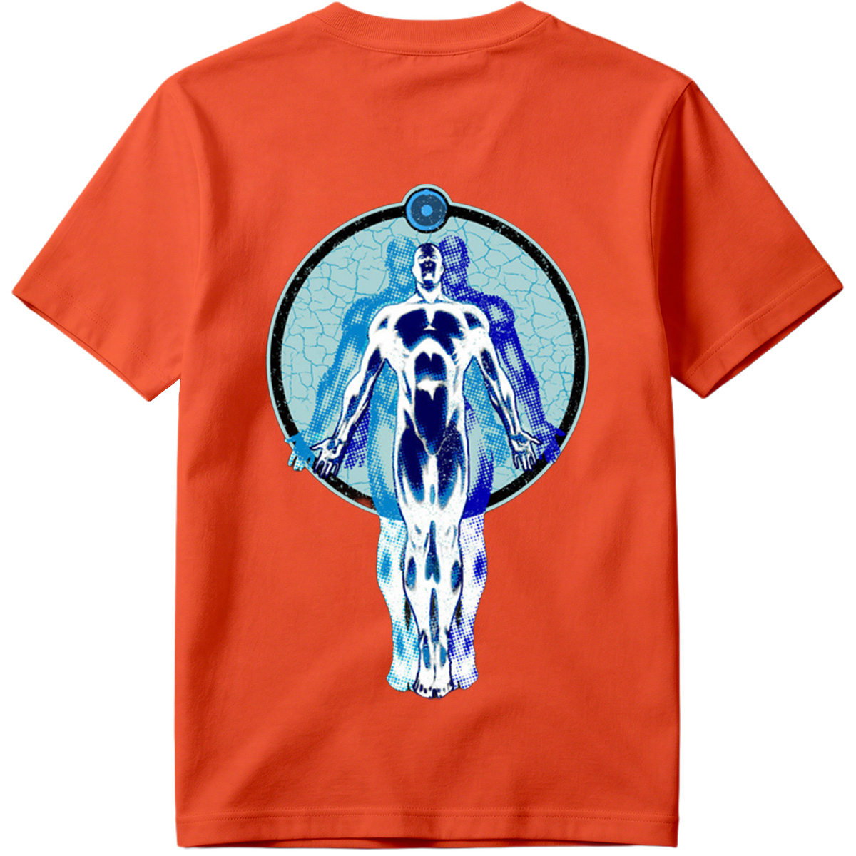 Blue Human Figure in Circular Frame - Tee
