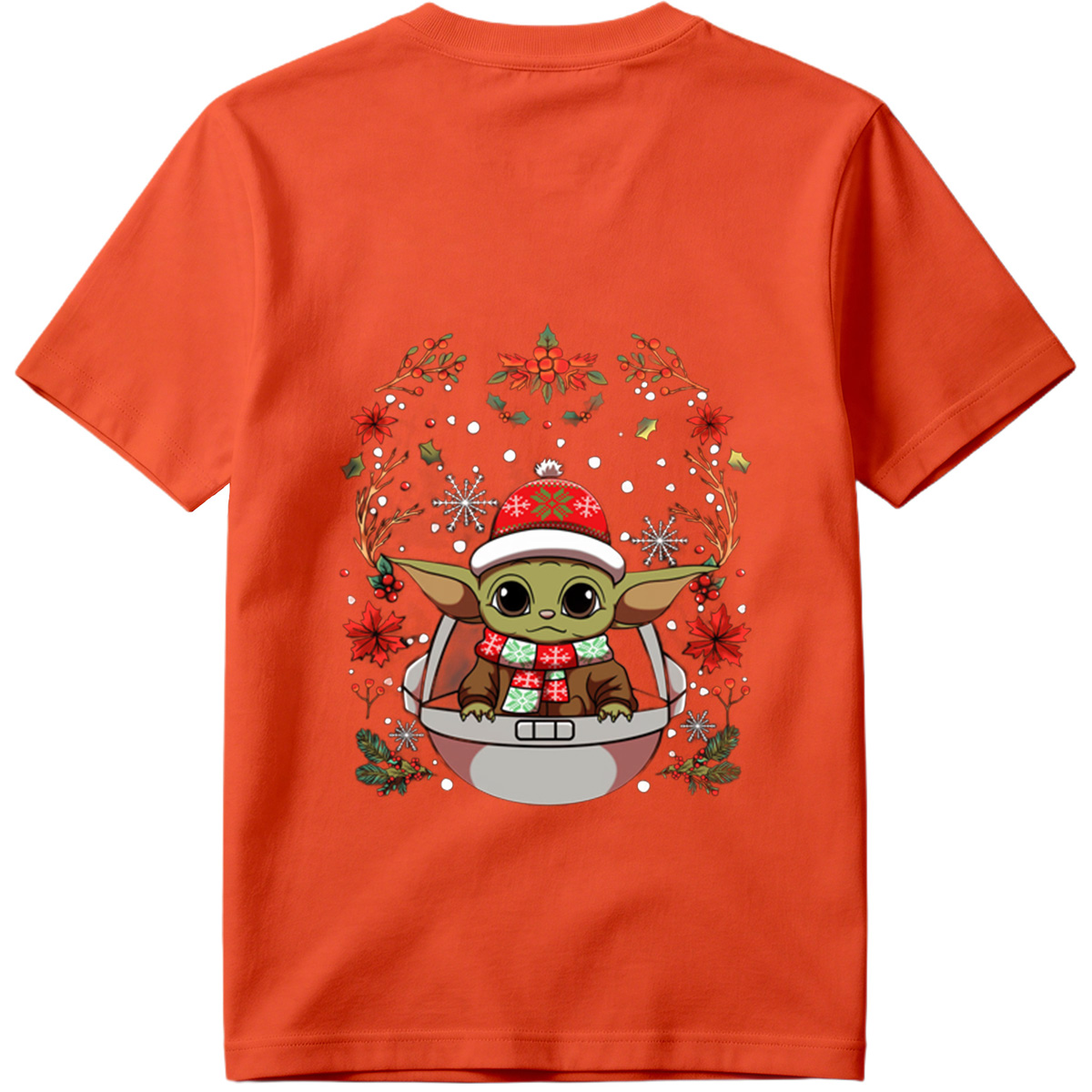 Baby Yoda in Christmas Hat and Scarf - Tee
