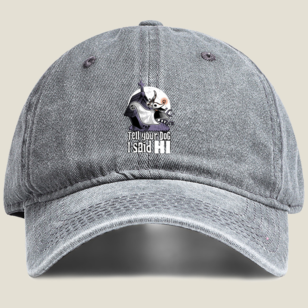 The Nightmare Before Christmas Jack Skellington Tell Your Dog I Said Hi - Washed Denim - Baseball Cap