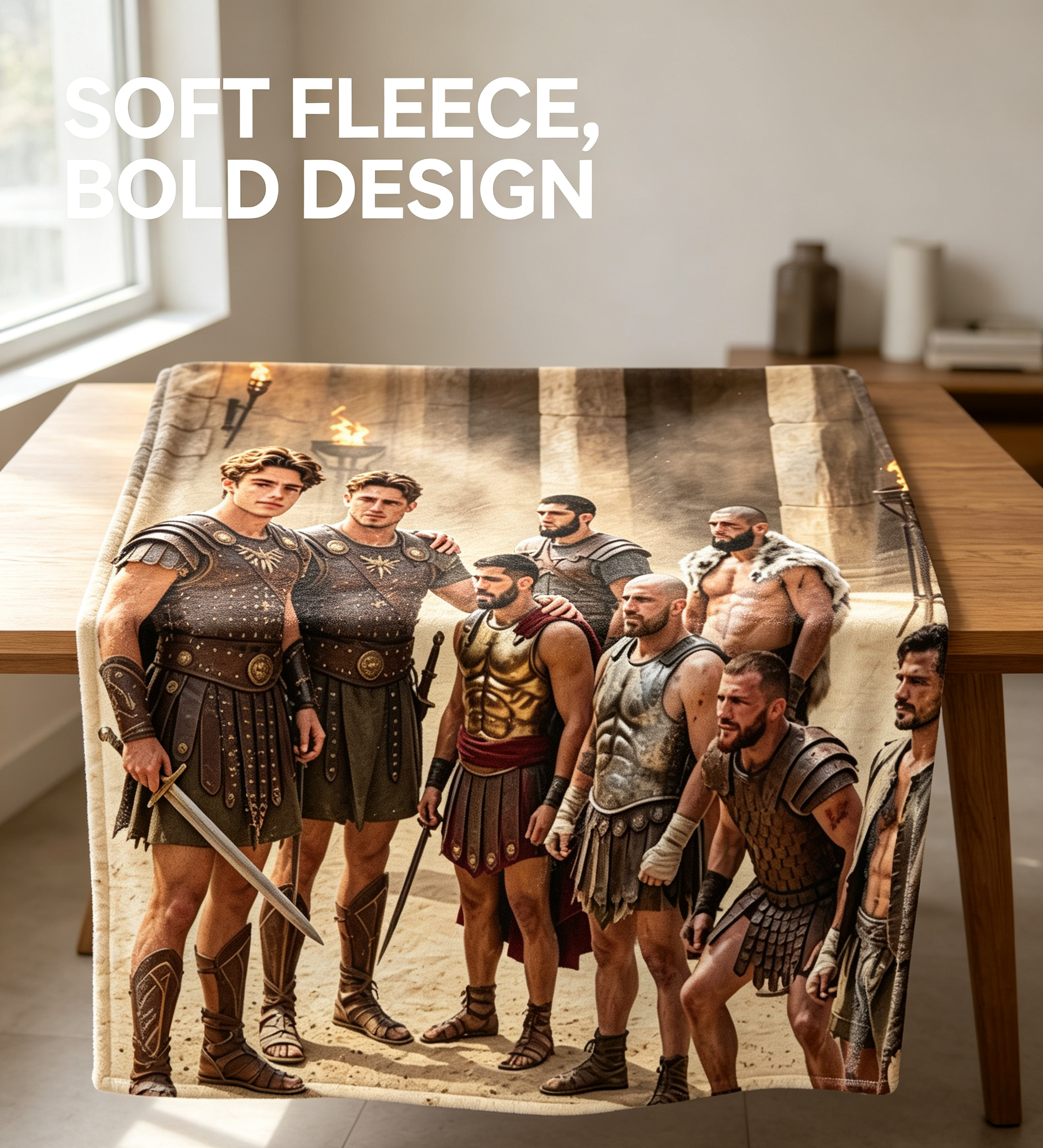 Custom Face Blanket Roman Warriors Ancient Arena Flannel Blanket Perfect for Movie Fans and History Enthusiasts Ideal Gift or Giveaway