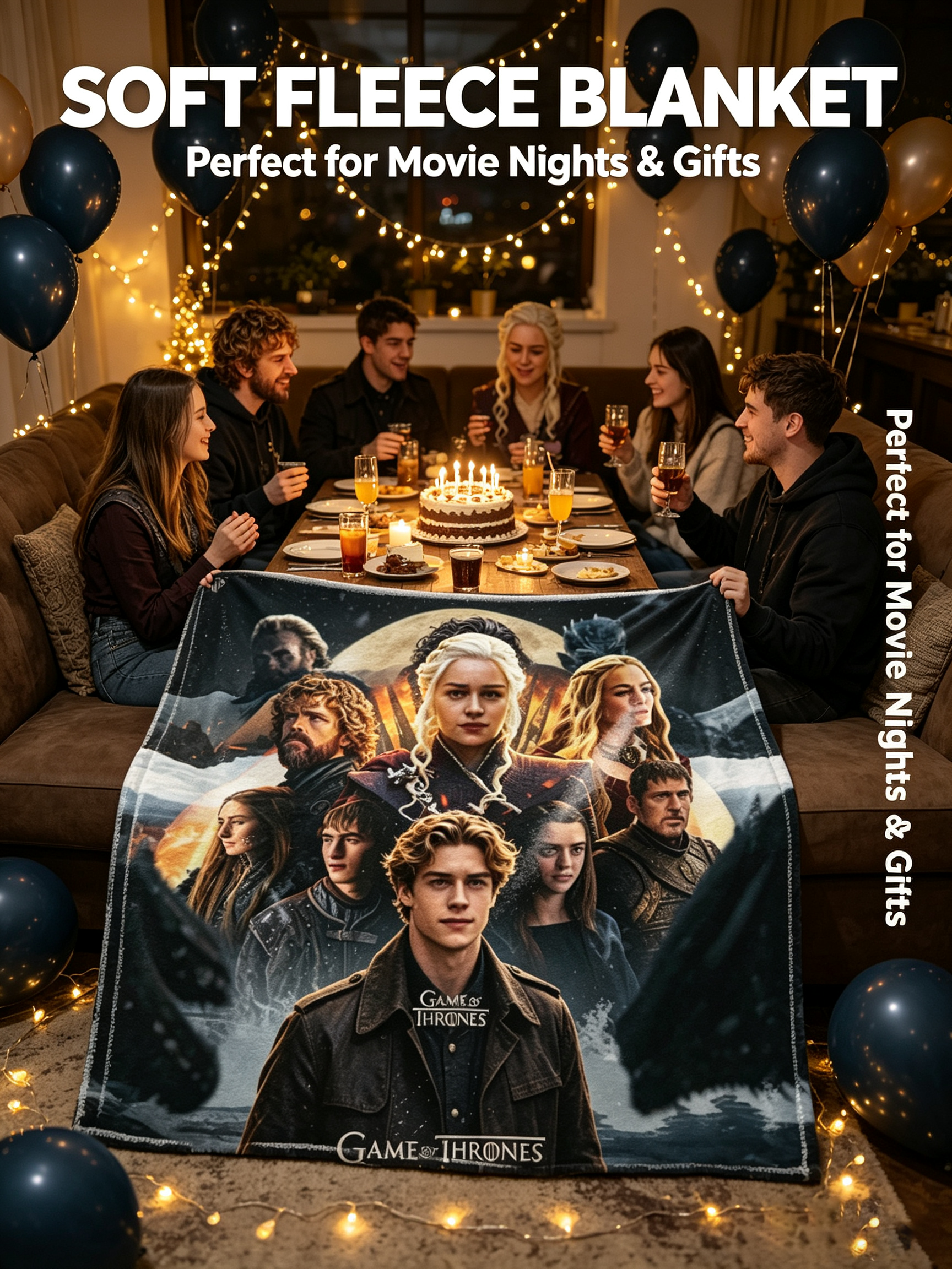 Custom Face Blanket Game of Thrones Flannel Blanket for Couch, Bed, or Travel Perfect Gift for Fans and Collectors