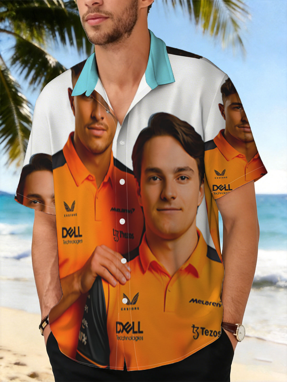 McLaren F1 Drivers in Team Polos, Featuring Dell and Tezos Sponsorship -  Shirt