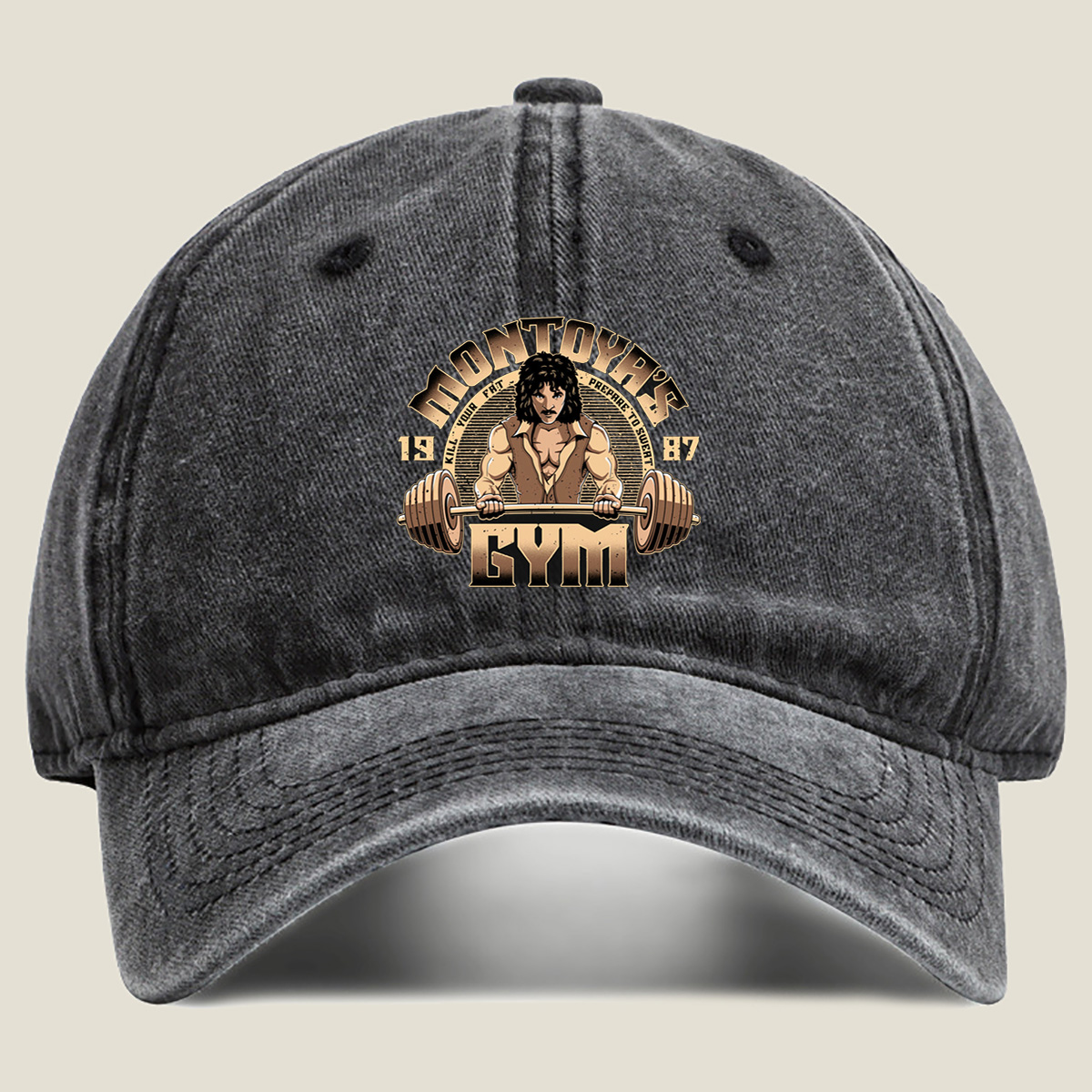 Monty Python's Gym: Freddie Mercury Lifting Barbell - Washed Denim - Baseball Cap