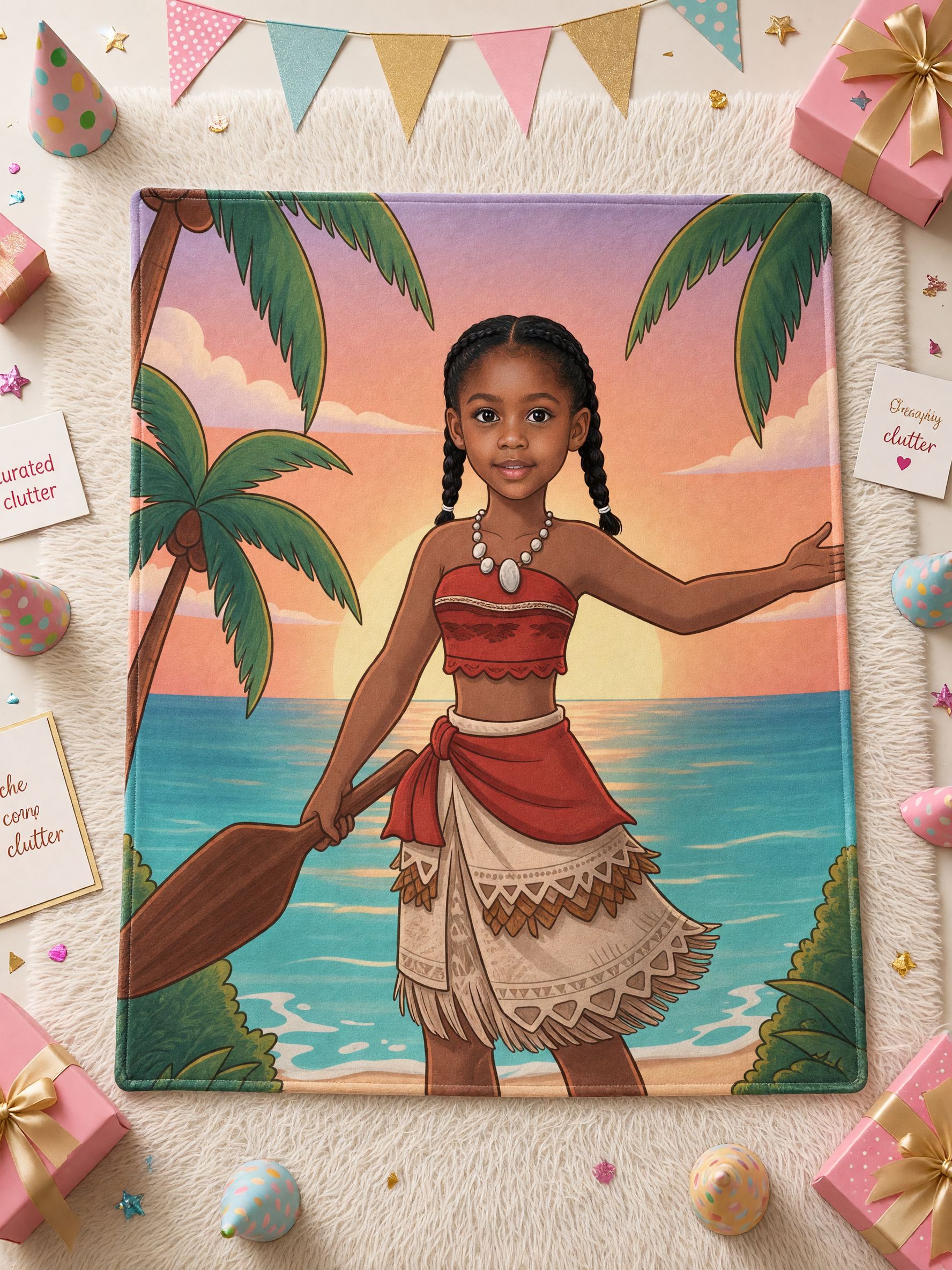 Custom Photo Face Blanket Personalized Island Princess Flannel Throw Ideal Cozy Bed Sofa Gift for Kids