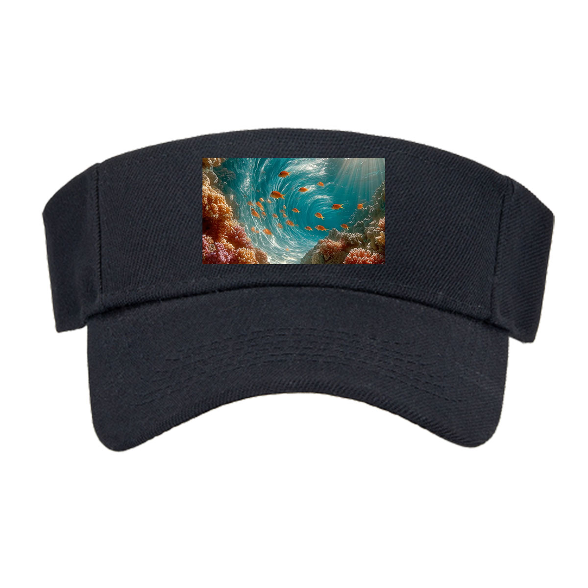 Sunlit Coral Cave with Swimming Fish -  Visor cap