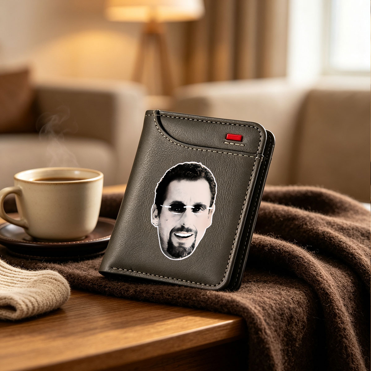 Man with Sunglasses and Beard, Smiling Portrait - Vertical Style Wallet