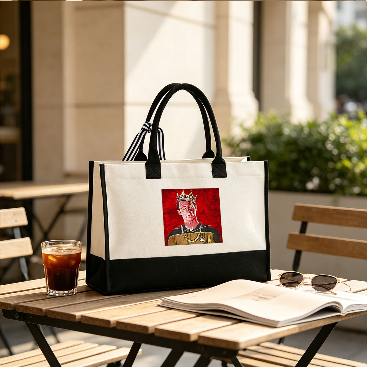 Star Trek Captain with Crown and Gold Chain - Canvas patchwork gift tote bag