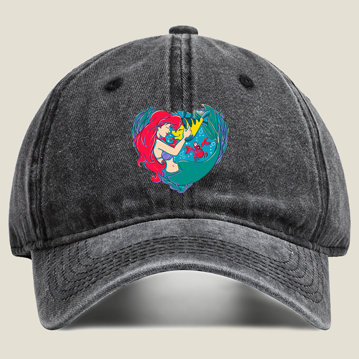 The Little Mermaid: Ariel and Sebastian - Washed Denim - Baseball Cap
