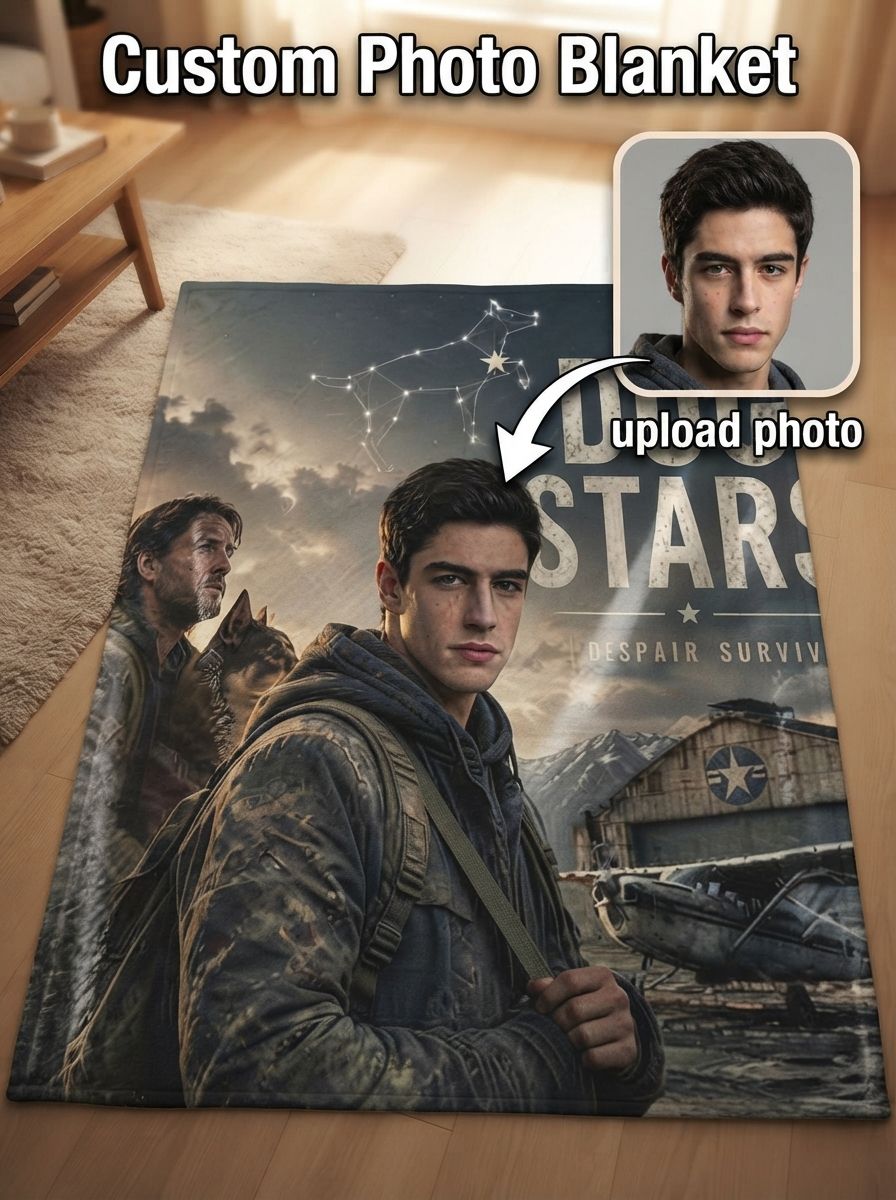Custom Photo Portrait Flannel Blanket Personalized Film Poster Ultra Soft Warm Throw Blanket for Couch Bed Travel Cozy