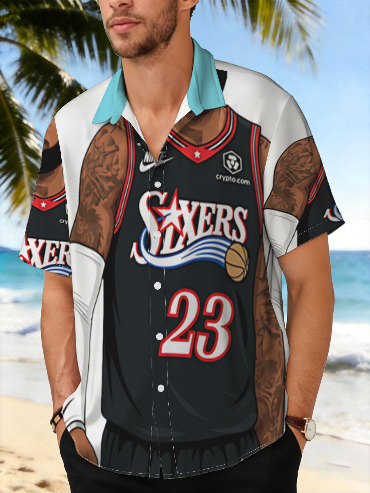 LeBron James in Philadelphia 76ers Jersey, #23, Nike Uniform, Crypto.com Sponsorship -  Shirt