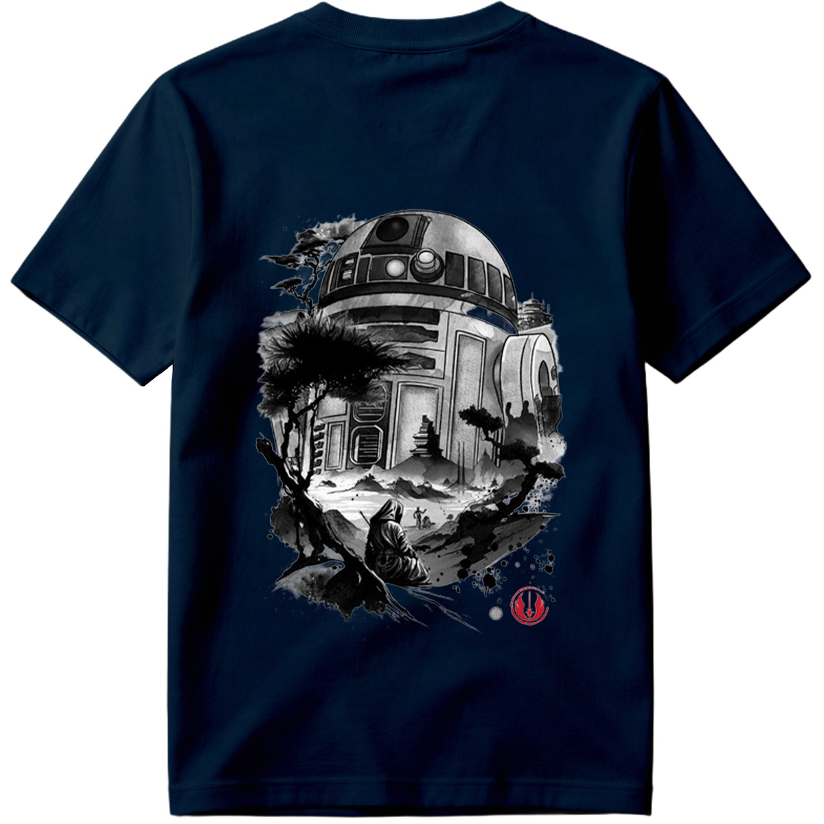 Star Wars: R2-D2 and Jedi in Serene Landscape - Tee