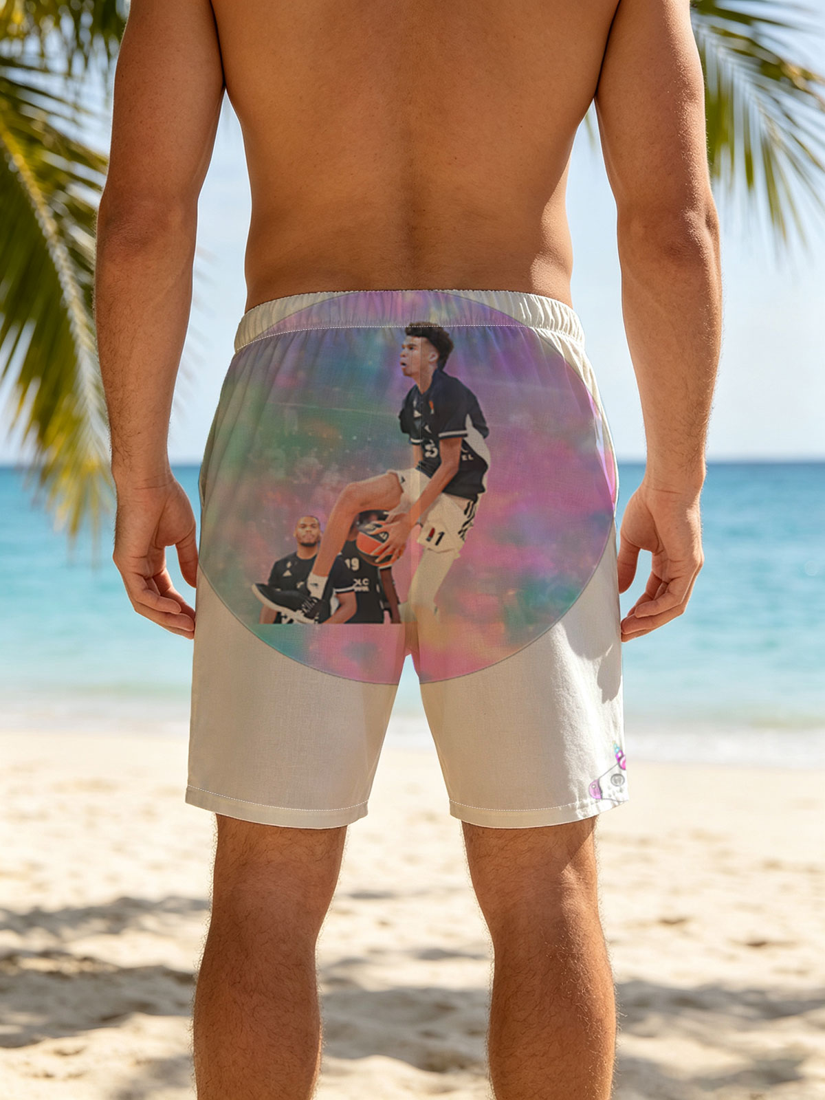 Victor Wembanyama Basketball Player with Unicorn Theme -  Beach shorts