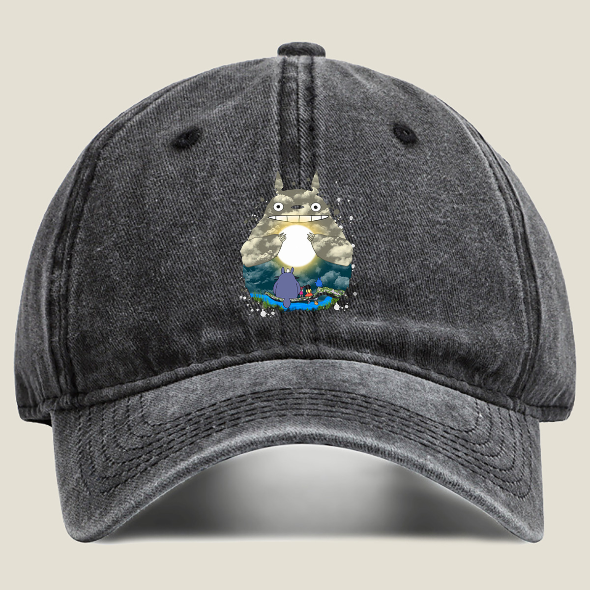 Totoro and Friends Under the Moonlight - Washed Denim - Baseball Cap