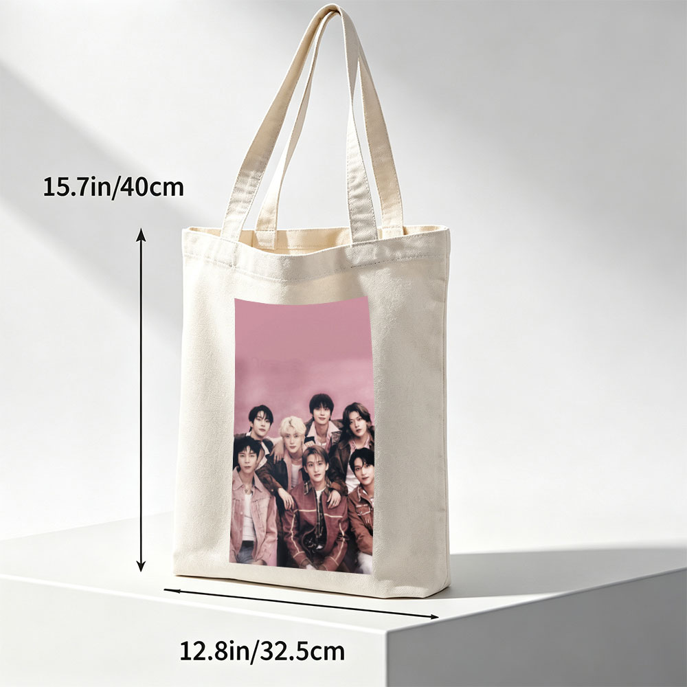 SEVENTEEN Group Photo in Cozy Pink Outfits Against Soft Pink Background - Canvas tote bags