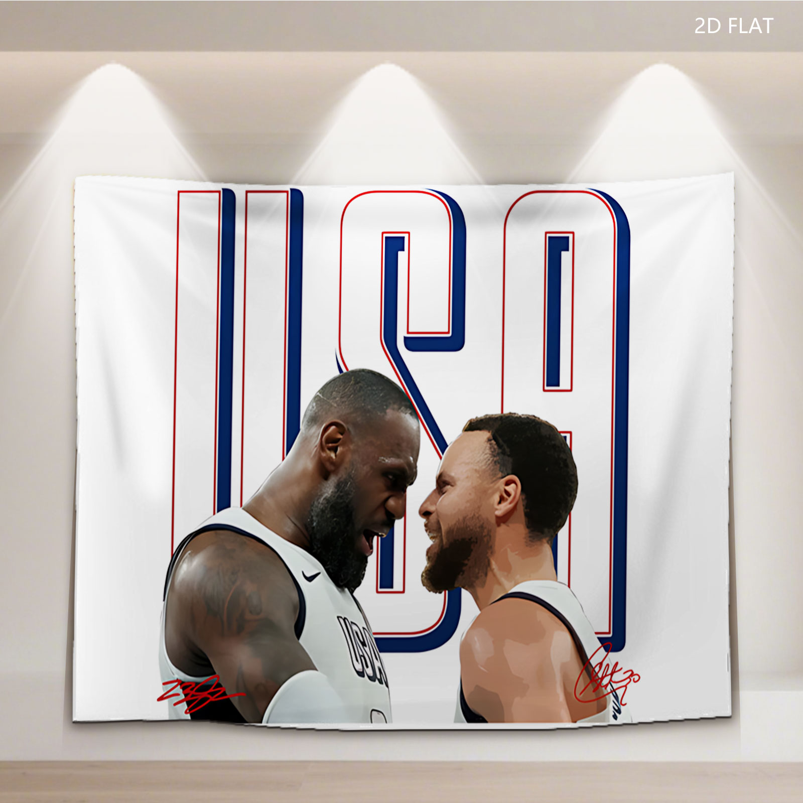 James and Curry: USA Basketball Stars at 2024 Paris Olympics - Tapestry