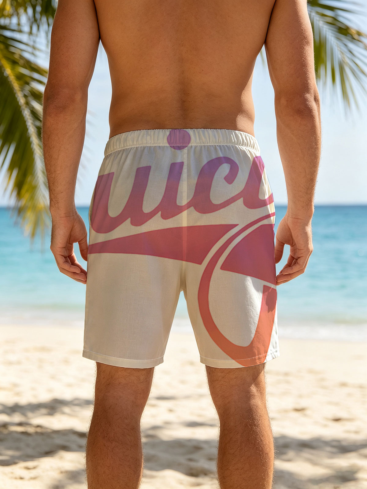 Juicy Couture Logo with Gradient Pink and Orange Design -  Beach shorts