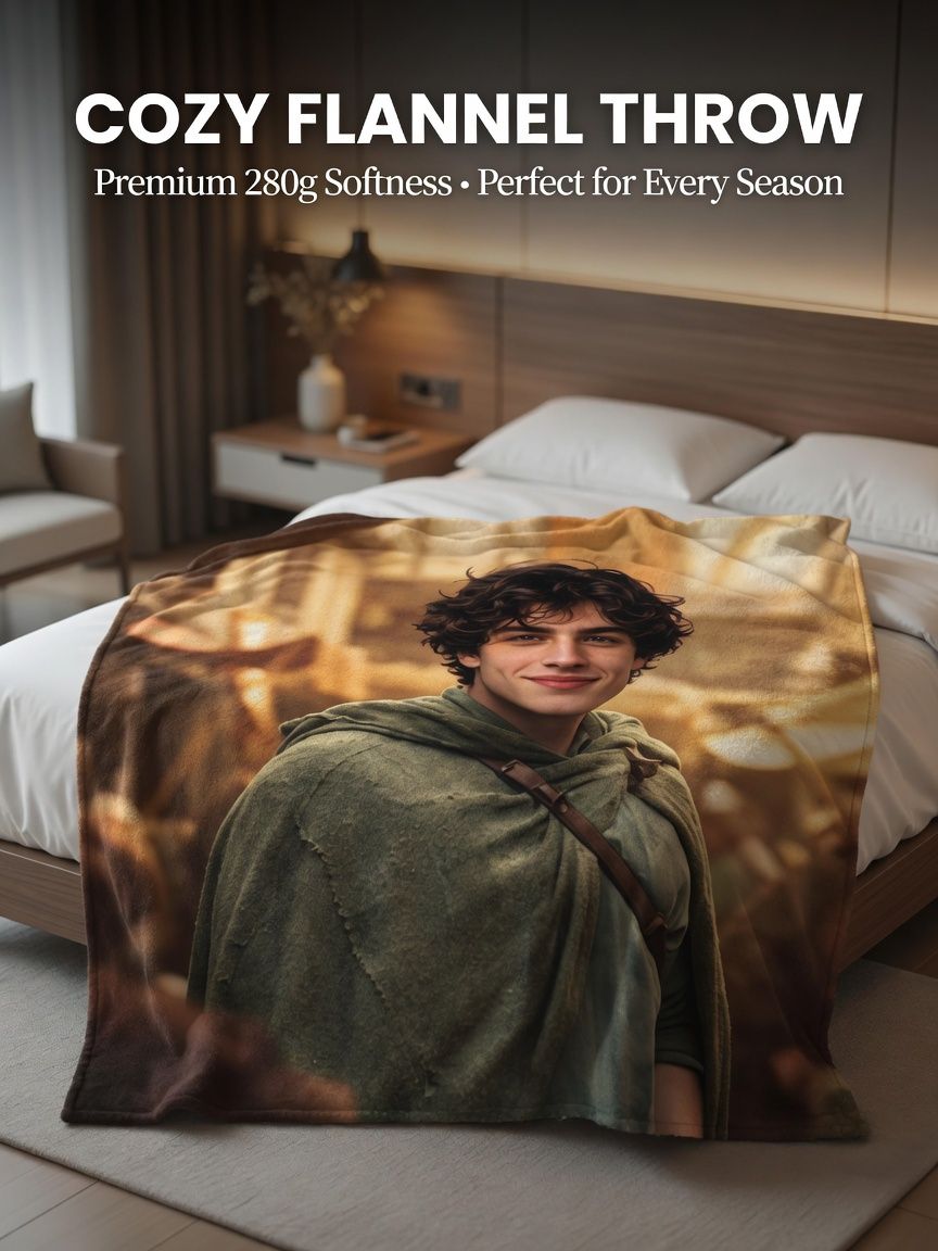 Custom Photo Face Blanket Personalized Flannel Throw Blanket with Vivid Portrait Print, Ideal Soft Keepsake Gift