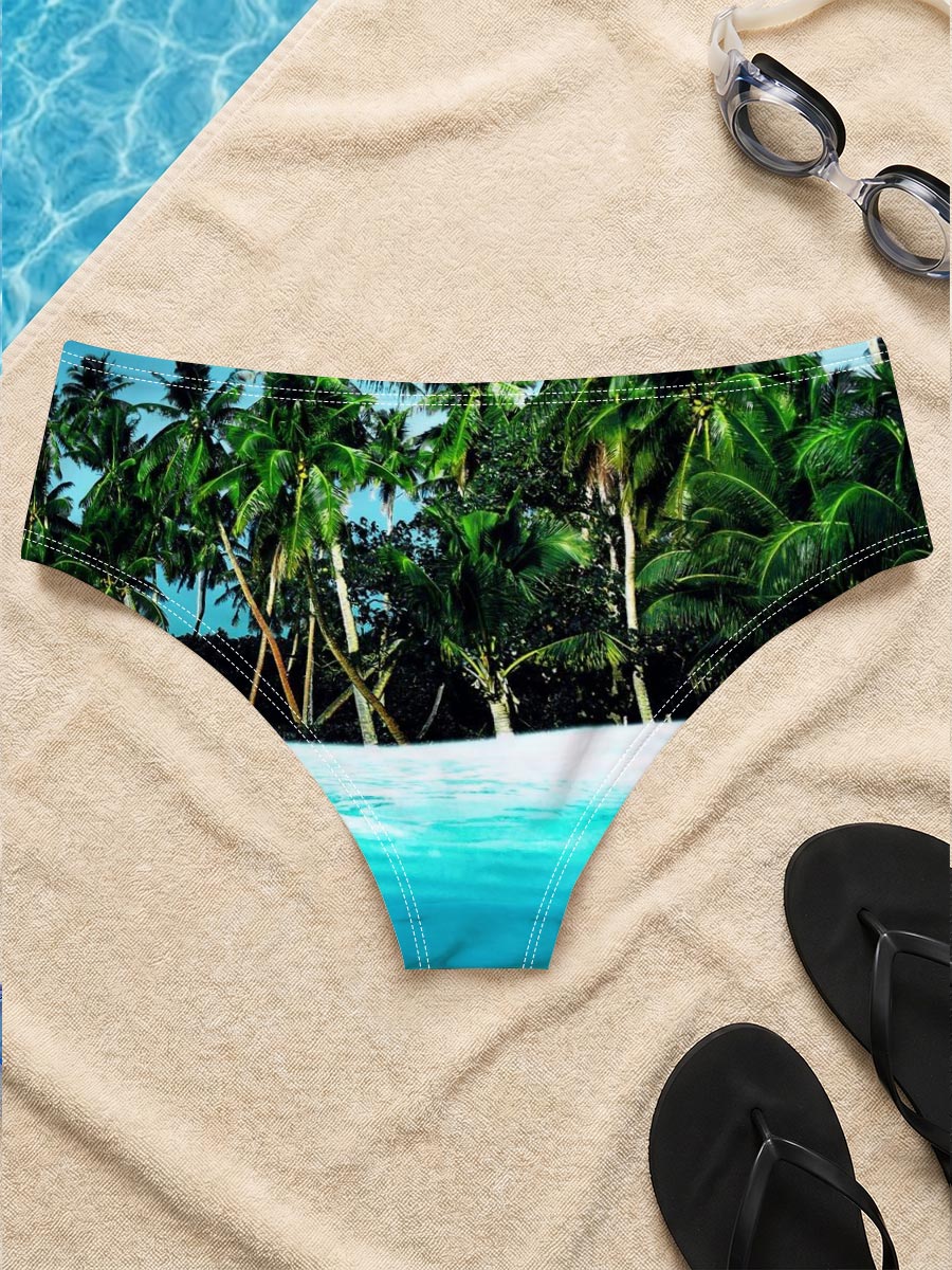 Crystal Clear Waters and Palm Trees Under Blue Sky -  Men's swim trunks