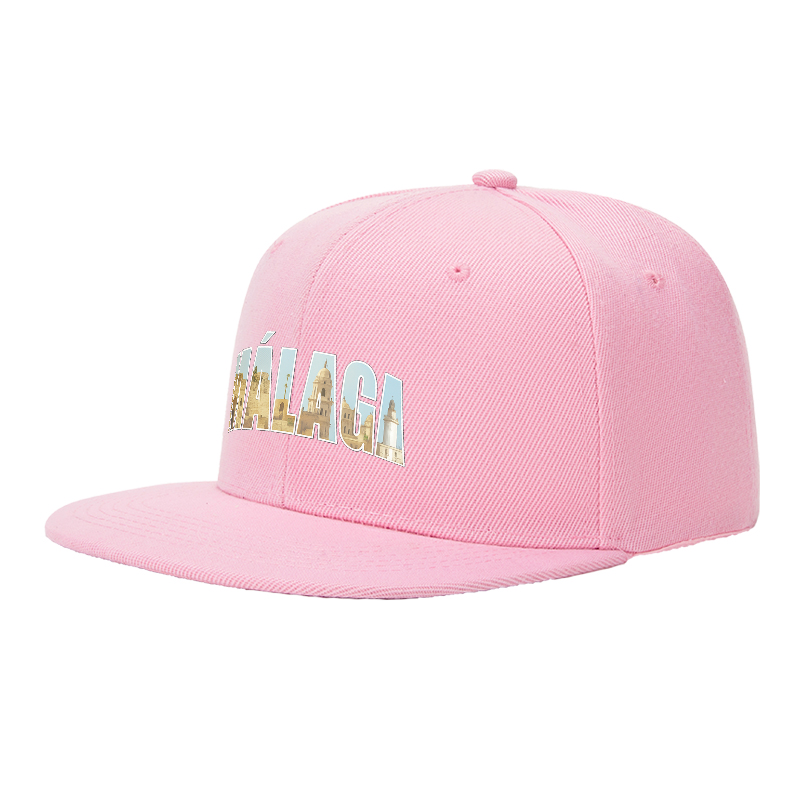 Flat Brim Baseball Cap Malaga Cityscape Print Streetwear Underground Skate Style for Basketball Court Urban Skate Park Hip Hop Artists and Streetwear Enthusiasts