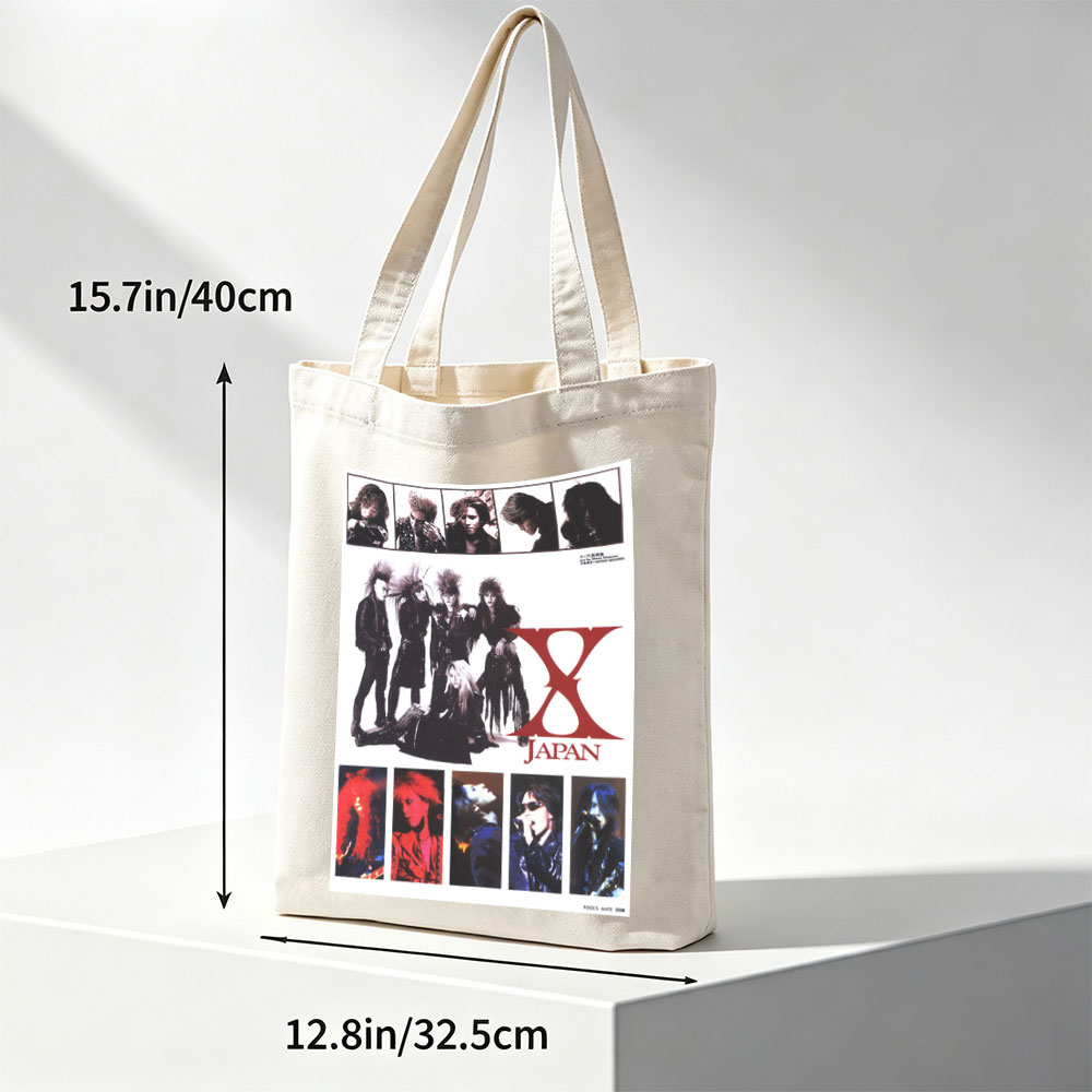 X Japan Band Members in Dramatic Pose with Intense Expressions and Gothic Rock Style - Canvas tote bags