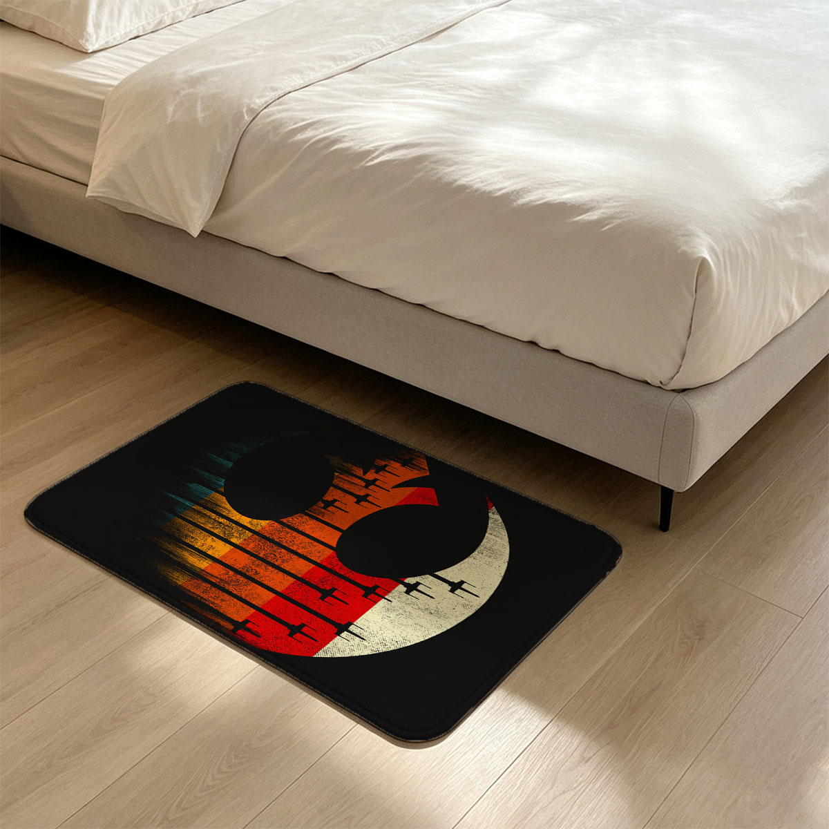 Star Wars Rebel Alliance Symbol with X-Wing Fighters and Vintage Color Gradient - Flannel floor mat