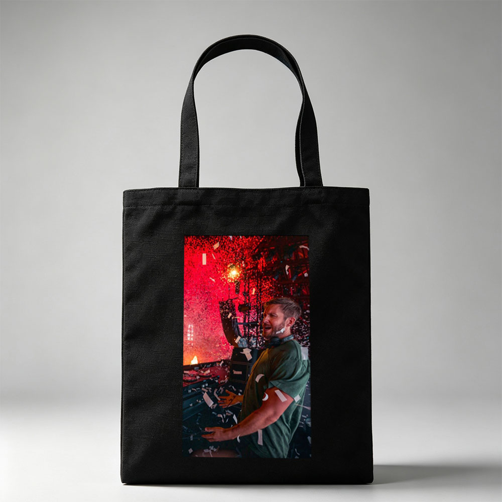 Calvin Harris Live Performance with Confetti and Red Lighting Effects - Canvas tote bags