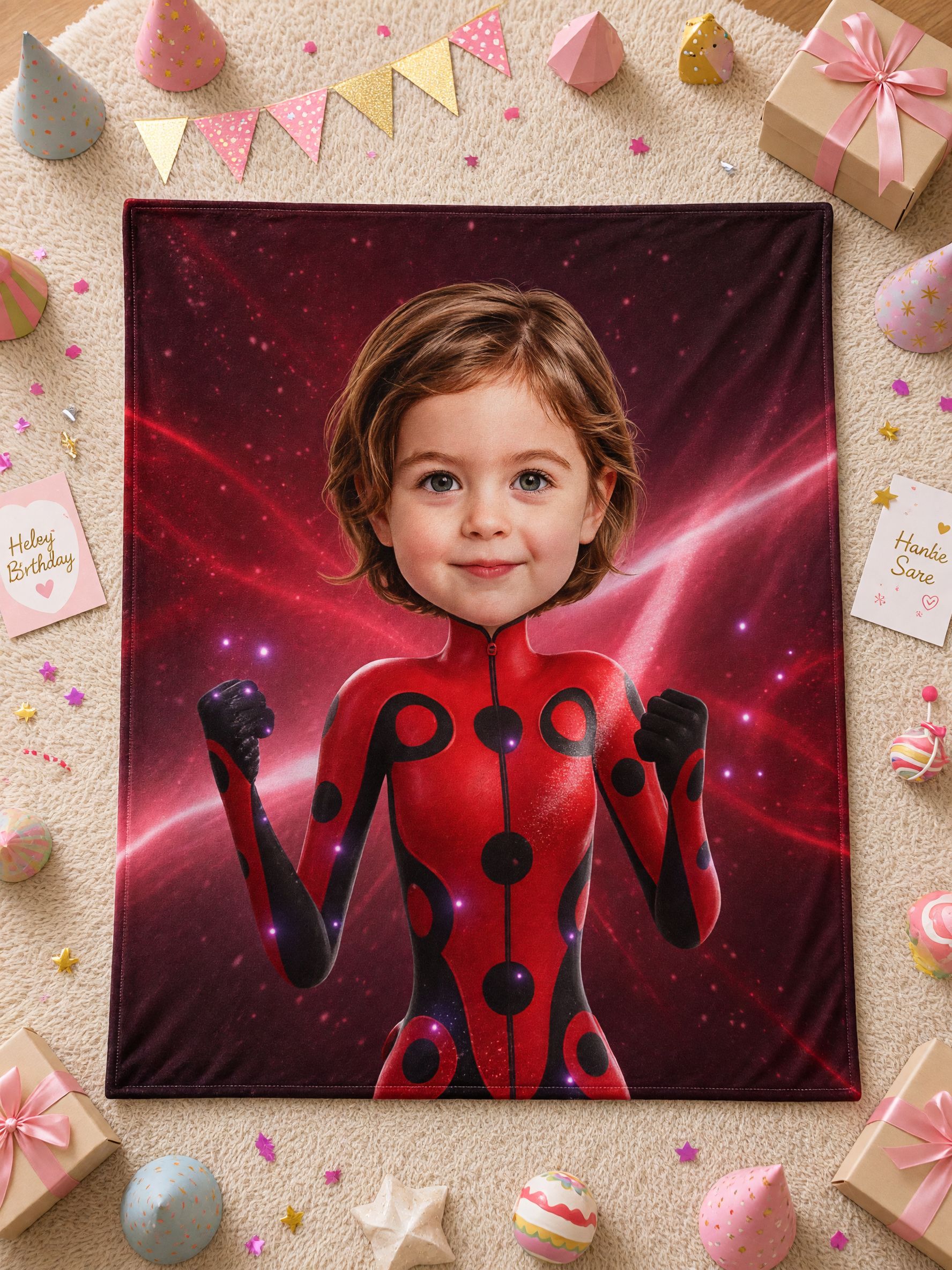 Custom Photo Blanket with Superhero Body, Personalized Face Flannel Fleece Throw, Ideal Cozy Gift for Kids and Family