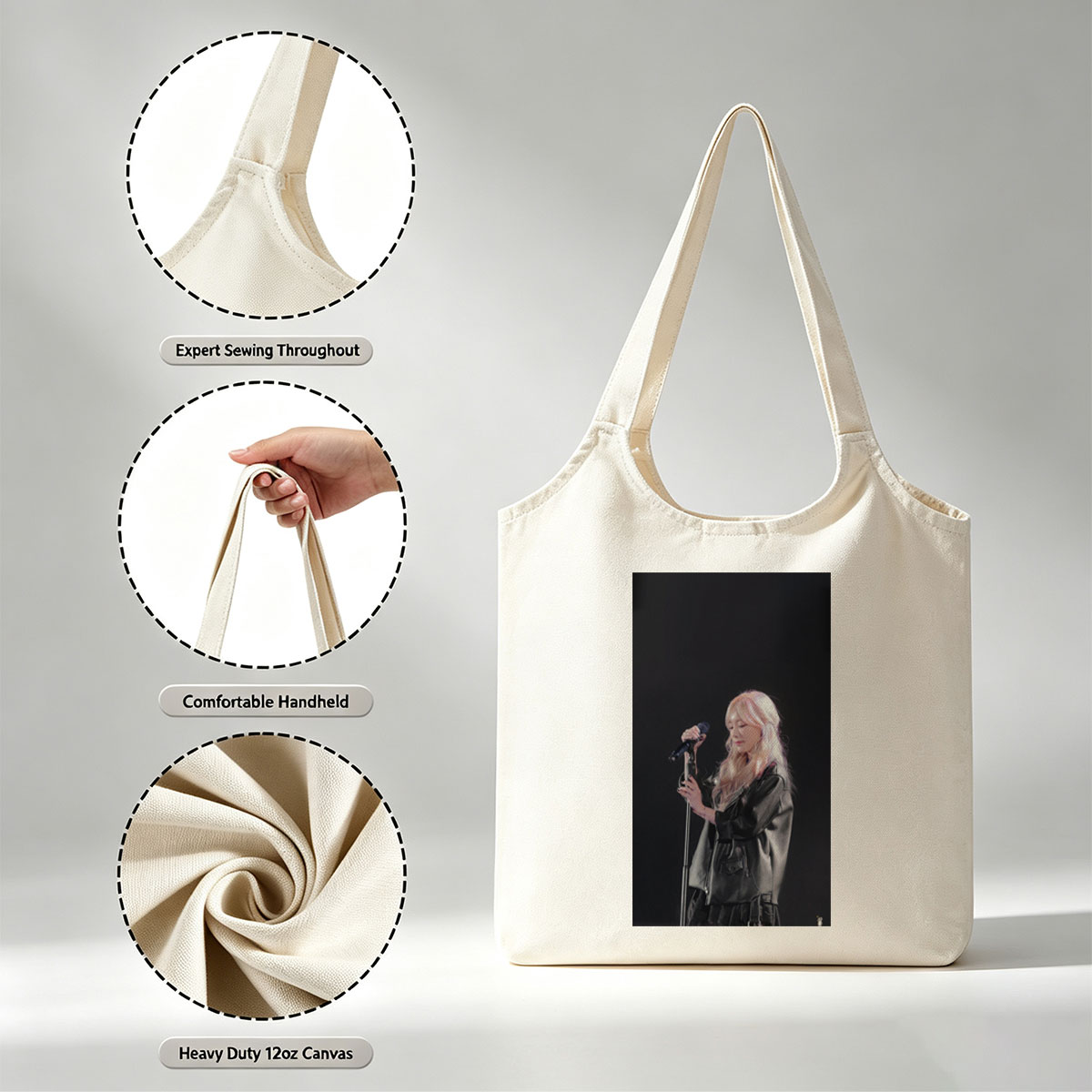Lisa Blackpink Live Performance on Stage Holding Microphone in Leather Outfit - Canvas shoulder bags/