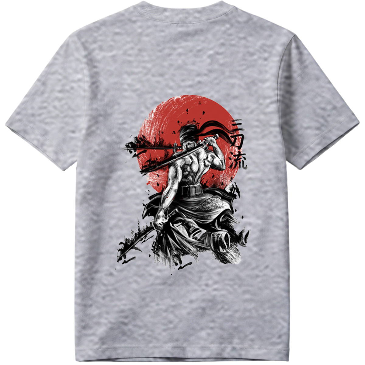 Samurai Warrior with Dual Swords Against Red Sun - Tee