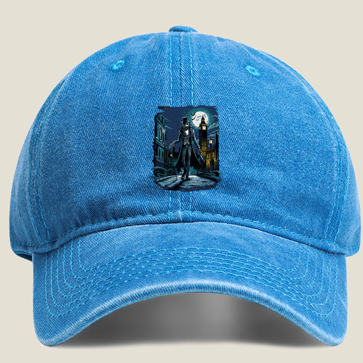 Jack Skellington in London - Washed Denim - Baseball Cap