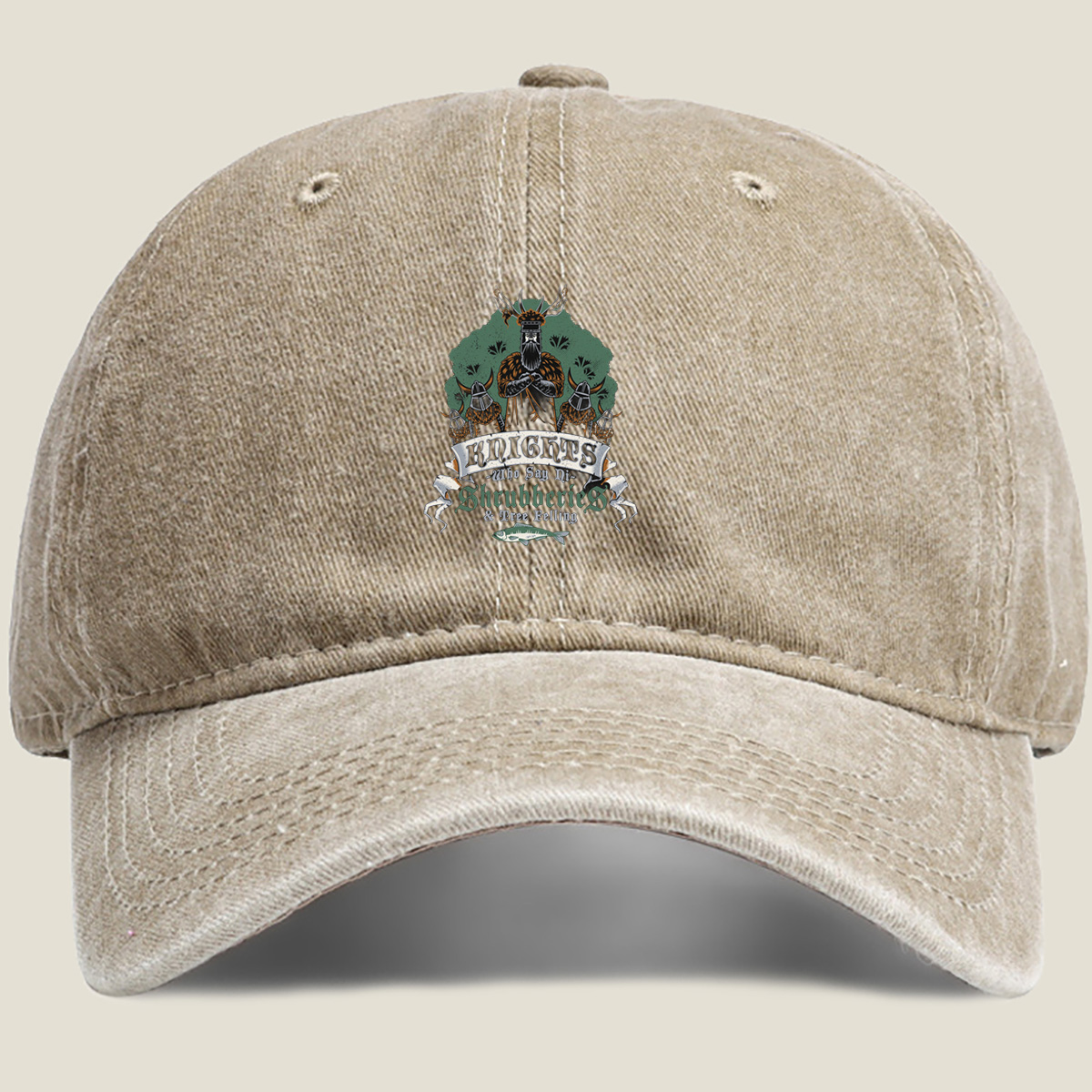 Knights Who Say Ni - Shrubberies & Tree Felling - Washed Denim - Baseball Cap