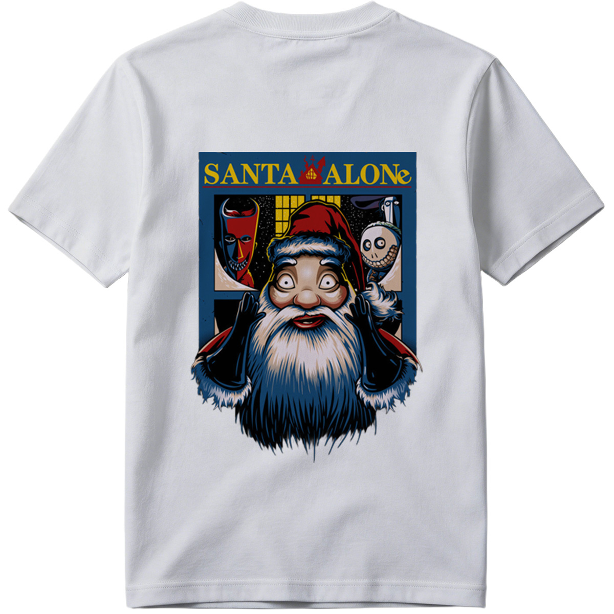 Santa Alone: Santa Claus, Jack Skellington, and Red Mask - Tee