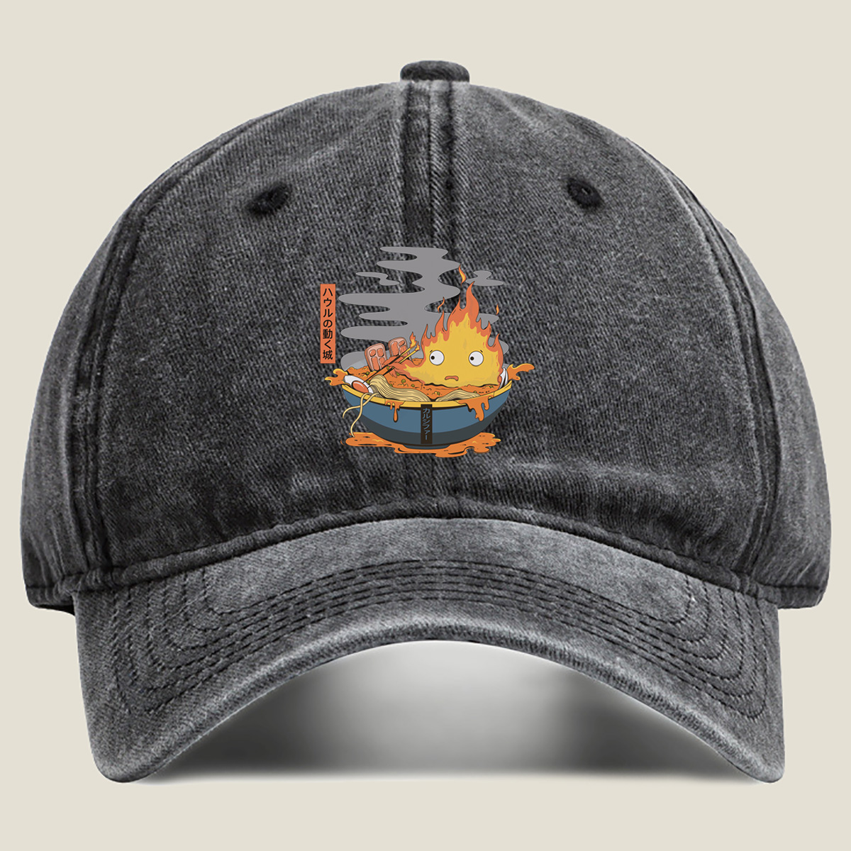 Howl's Moving Castle: Calcifer Ramen - Washed Denim - Baseball Cap