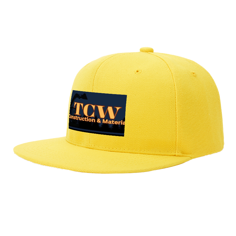 Flat Brim Baseball Cap TCW Construction & Materials Logo Print Streetwear Underground Skate Style for Basketball Court Urban Skaters and Hip Hop Artists