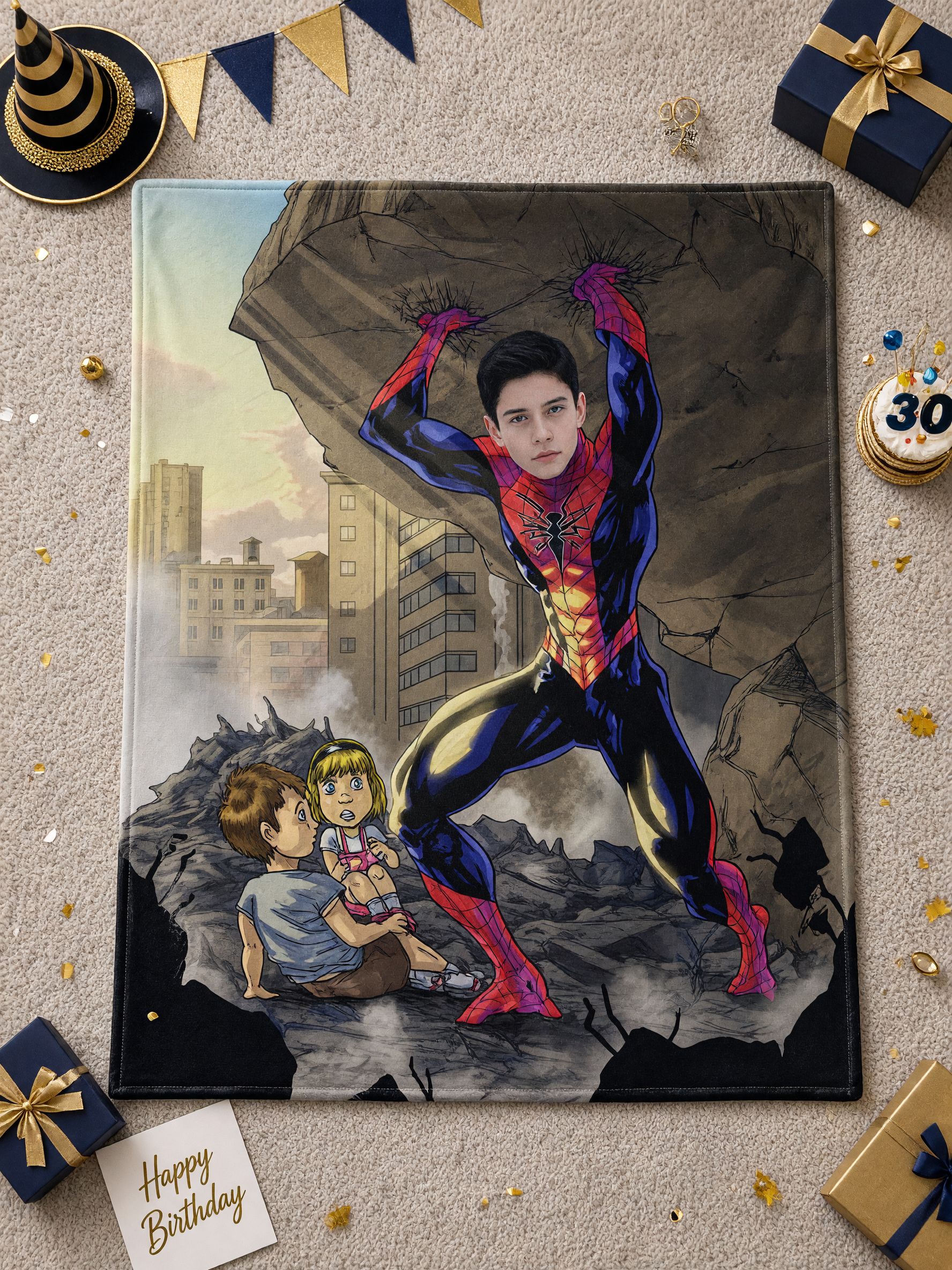 Personalized Custom Face Superhero Flannel Blanket Ultra Soft Fleece Throw for Kids and Adults Ideal Cozy Gift