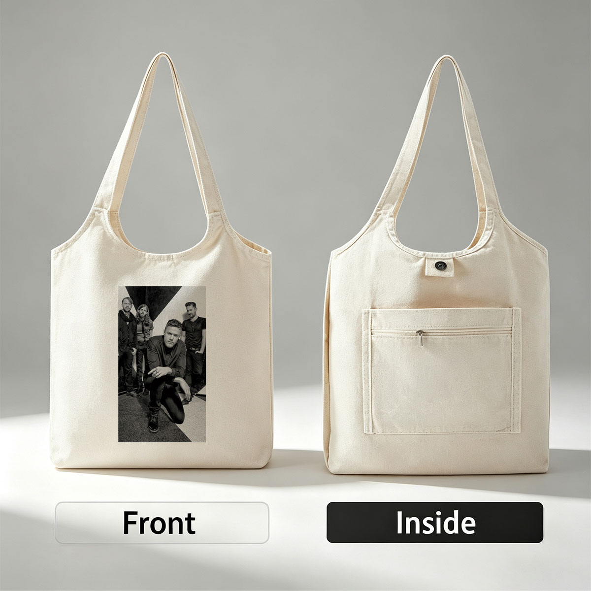 OneRepublic Band Members in a Stylish Black and White Group Photo - Canvas shoulder bags/