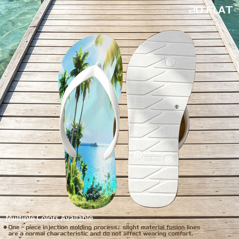 Tropical Paradise with Palm Trees and Crystal Clear Waters -  flip-flops