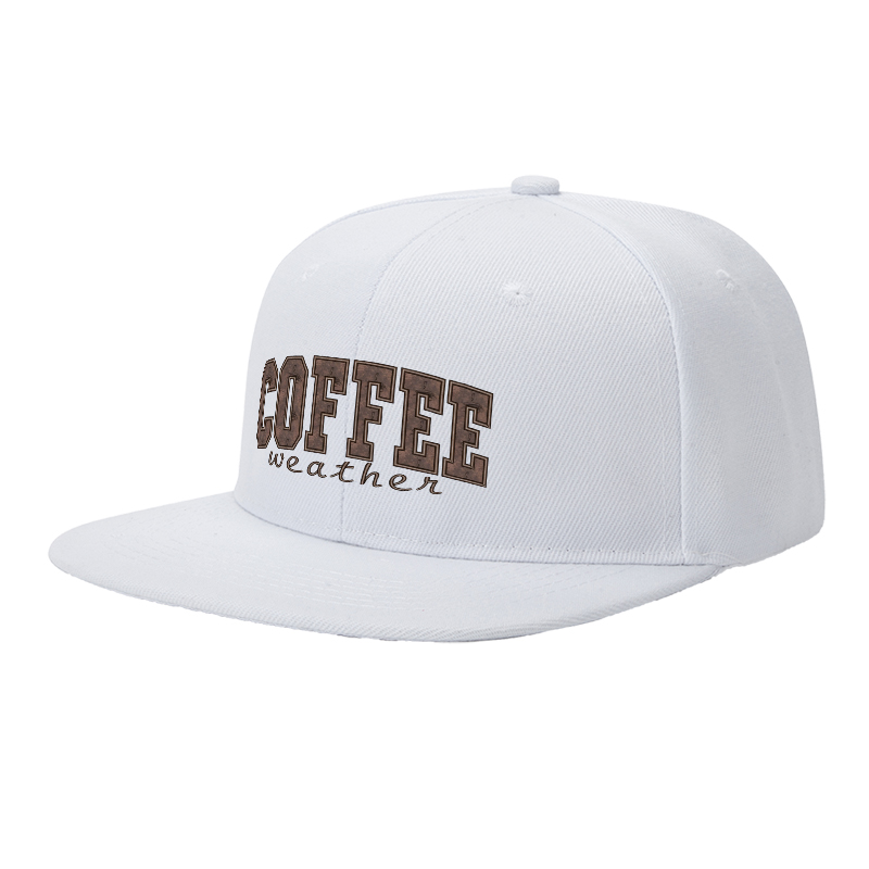 Flat Brim Baseball Cap Coffee Weather Print Streetwear Underground Skate Style for Basketball Court Skate Park Urban Lifestyle Skaters Rappers Streetwear Enthusiasts