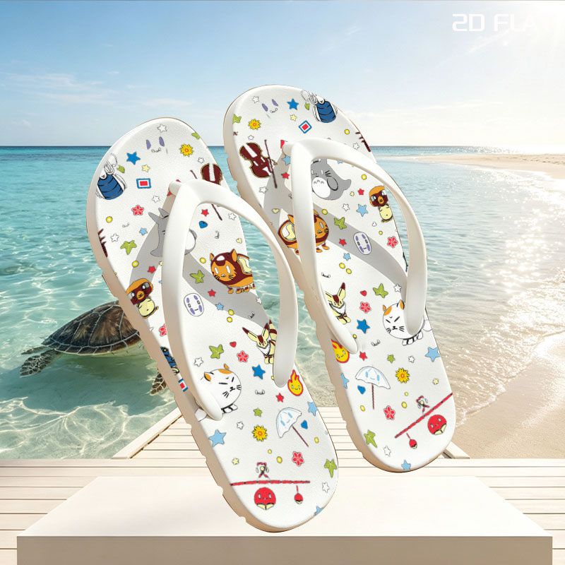 Totoro, Pikachu, and Studio Ghibli Characters in a Starry Night Parade -  flip-flops