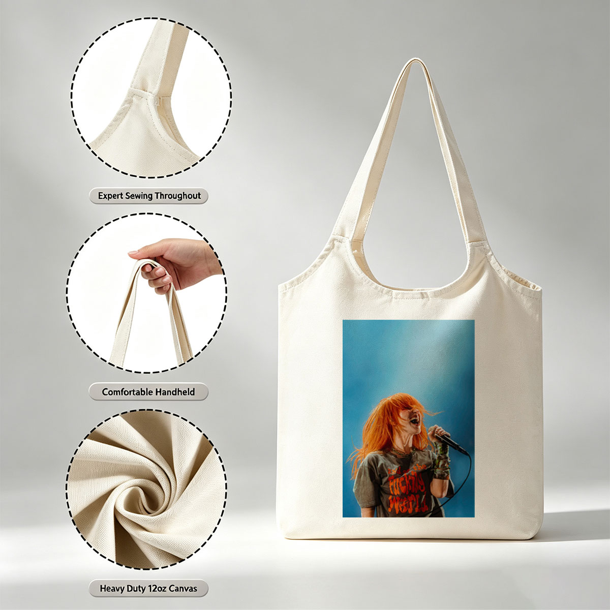 Paramore's Hayley Williams on Stage Singing with Passionate Energy - Canvas shoulder bags/