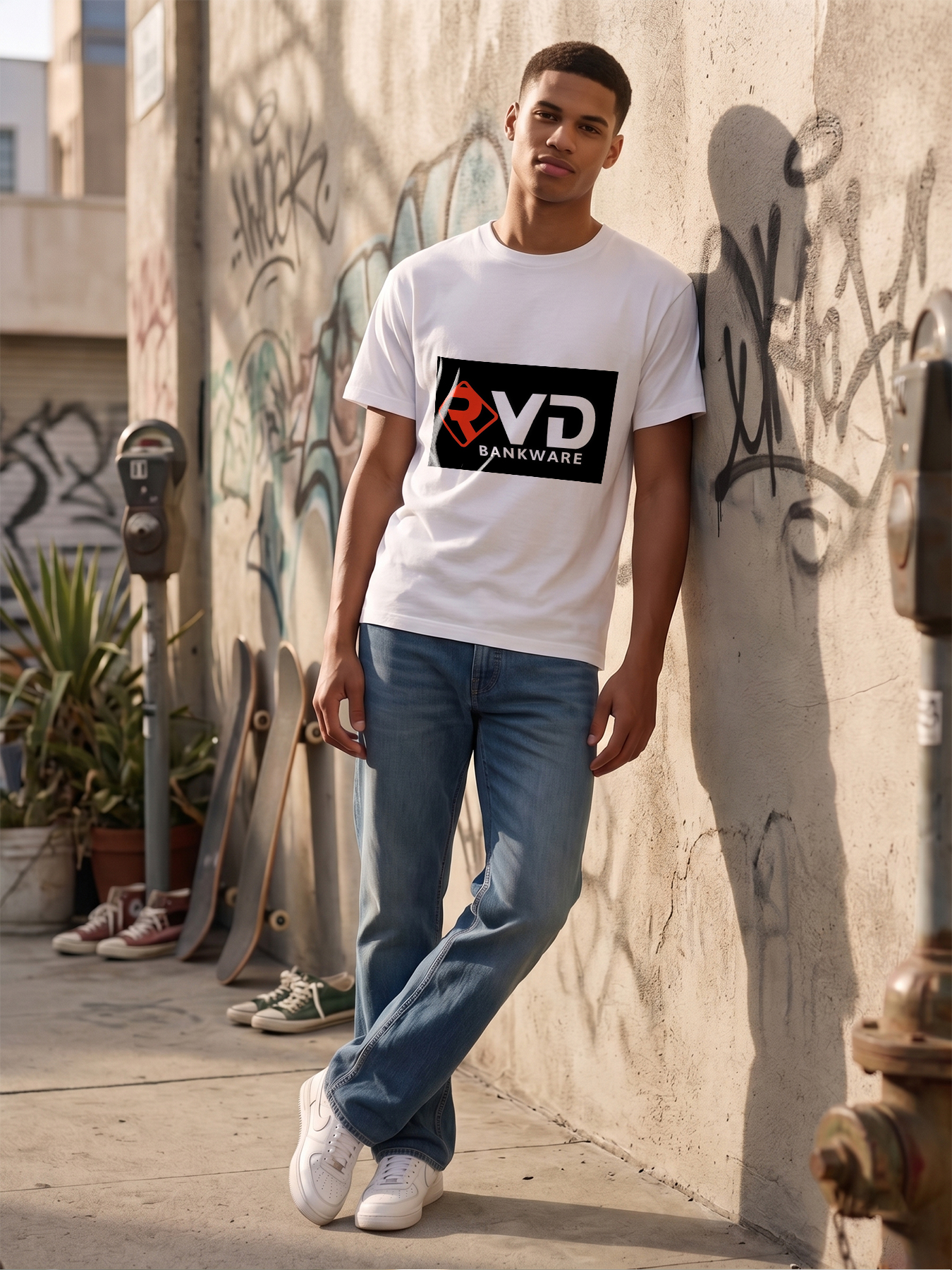 Men's Printed T-Shirt with PVD Bankware Logo Design Casual Round Neck Lightweight Breathable Summer Short Sleeve Tee for Daily Wear, Outdoor Activities, and Tech Enthusiasts
