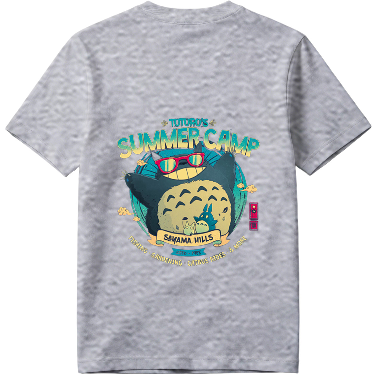Totoro's Summer Camp: Totoro, Little Totoros, and Catbus in Sakama Hills - Tee