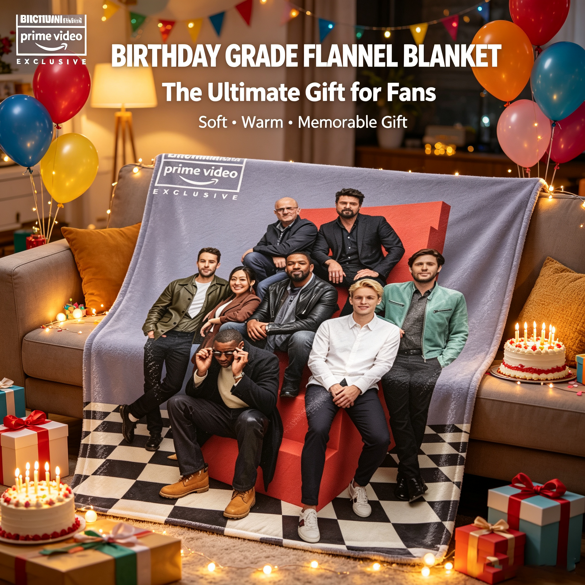 Custom Face Blanket The Boys Series Cast Flannel Blanket Cozy Living Room Gift for Fans Entertainment Prime Video Exclusive Giveaway
